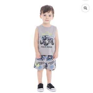 NWT Gray Monster Truck Grave Digger Outfit size 12 months